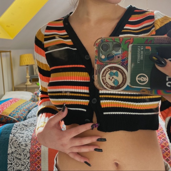 ASOS cropped stripped cardigan sweater - size 0 - Picture 5 of 6